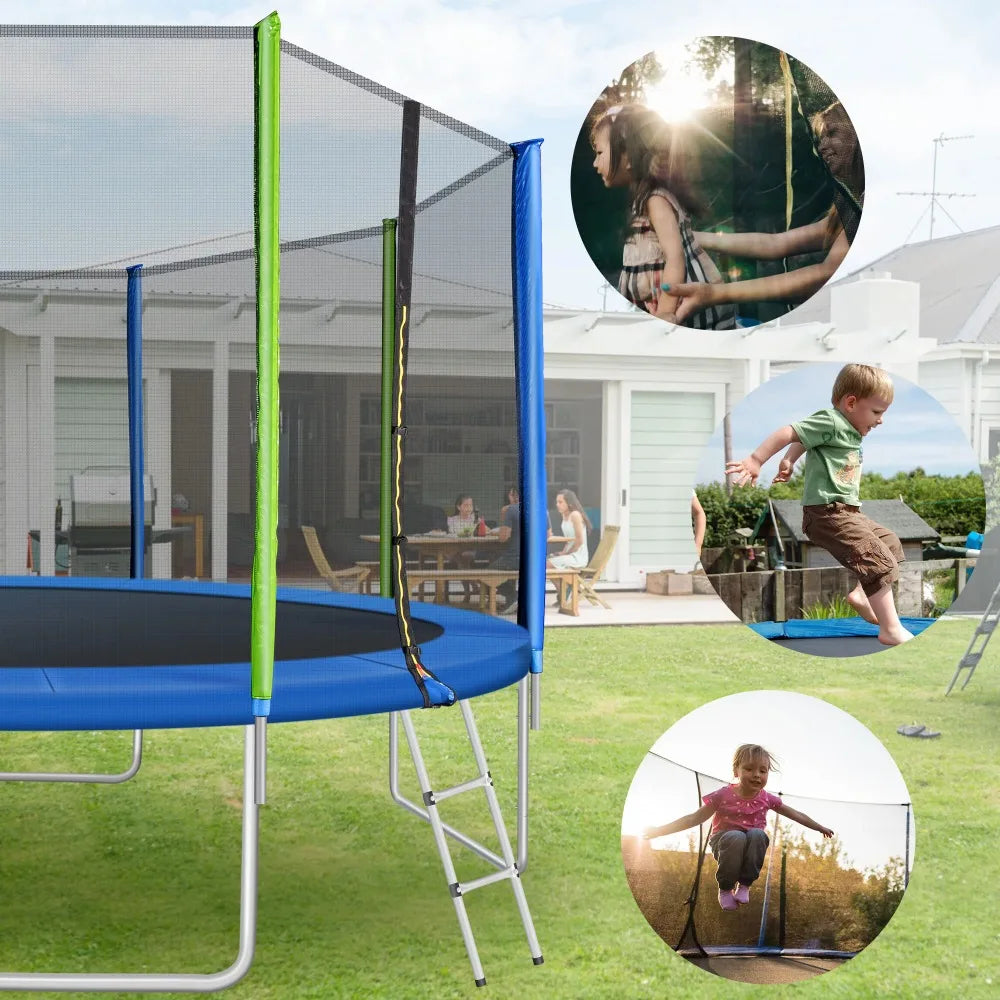 EUROCO 1000LBS 12FT Trampoline for Adults and Kids,Trampoline with Enclosure, with Ladder - Style Savvy Collections