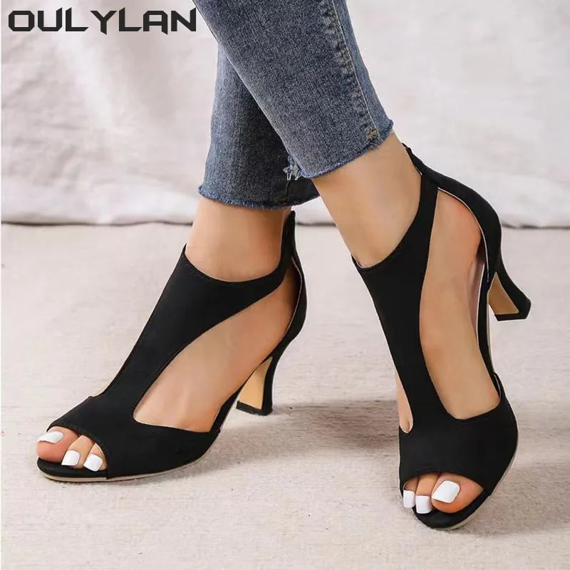 Roman Sandals Designer Sandals Simple and Fashionable Back Zipper - Style Savvy Collections