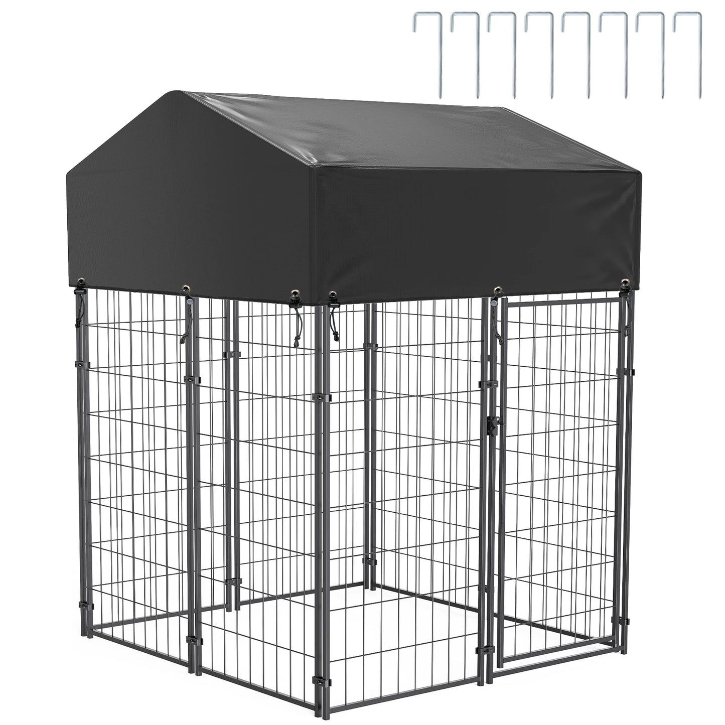 Large Dog Kennel Outdoor Dogs Welded Wire  Yard with Stakes WaterProof Cover Canopy