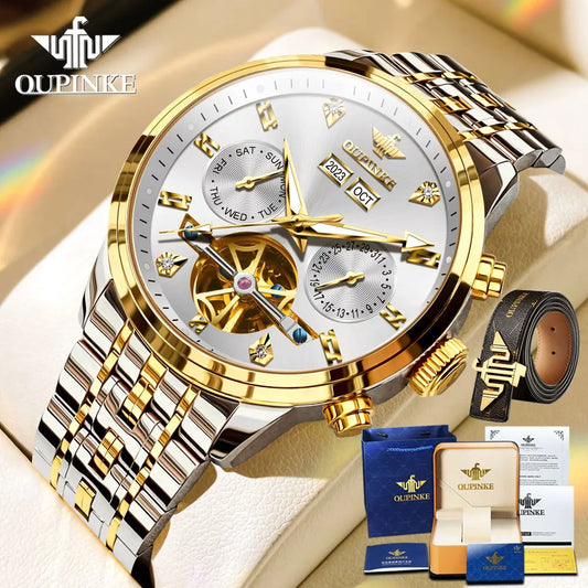 Genuine Mechanical Watch for Men Date Week Moon Phase Waterproof Automatic - Style Savvy Collections