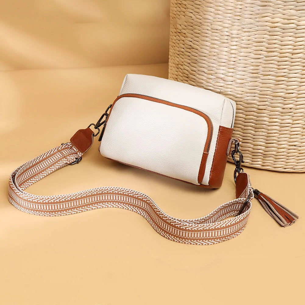 Women Mobile Phone Bag Genuine Leather Shoulder Handbag Adjustable Strap