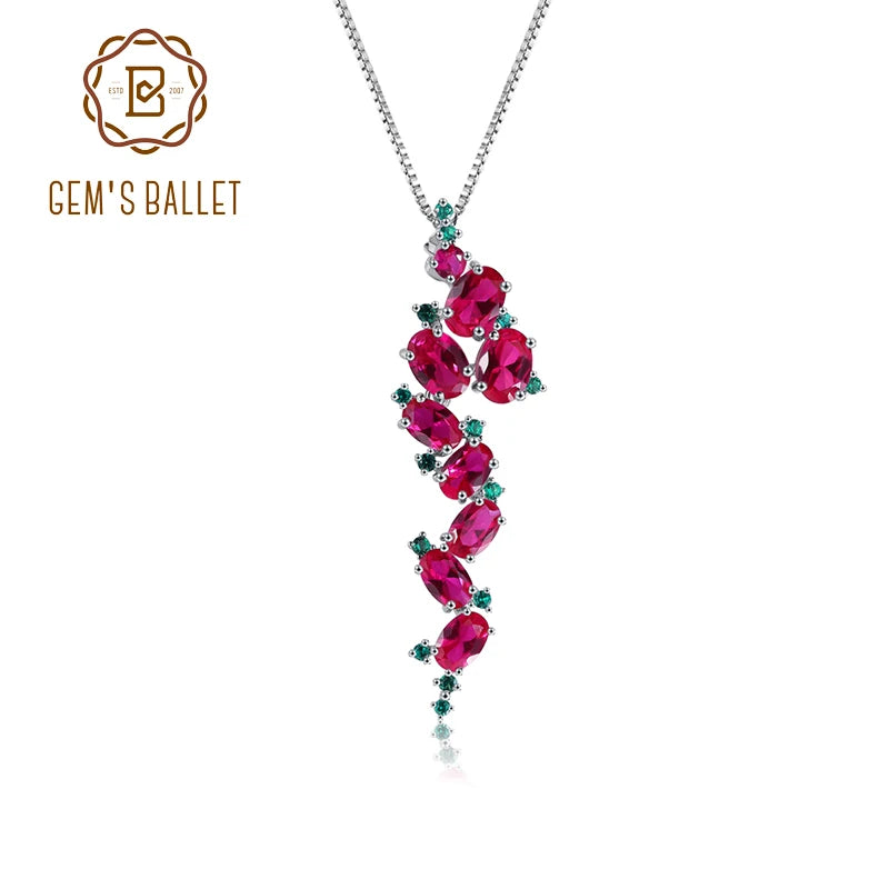 GEM'S BALLET Birthstone Handmade Boho Lab Created  Sterling Silver Ruby Gemstone - Style Savvy Collections