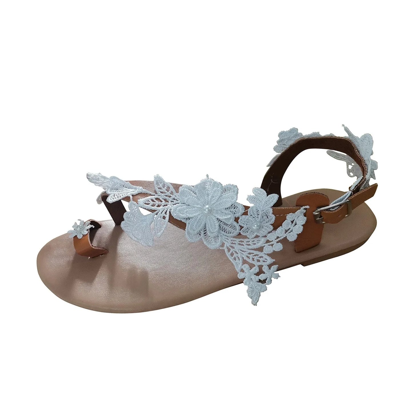 New Summer Women Flat Beach Sandals Gladiator White Lace Ladies - Style Savvy Collections