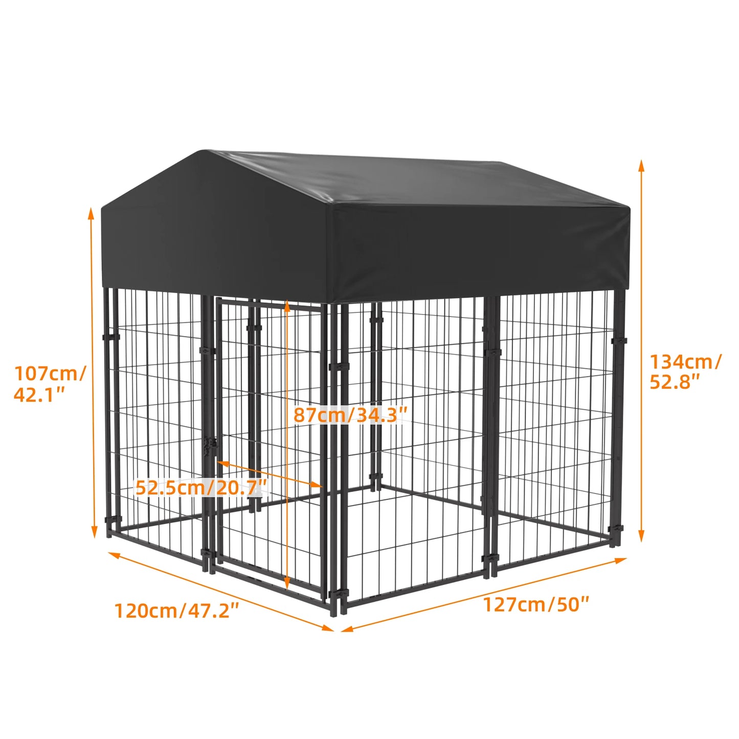 Large Dog Kennel Outdoor Dogs Welded Wire  Yard with Stakes WaterProof Cover Canopy