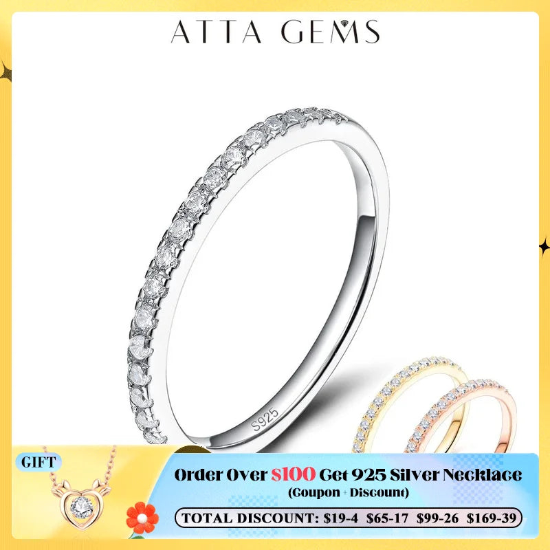 ATTAGEMS Classic White Gold Plated Round Excellent Cut Moissanite Ring - Style Savvy Collections