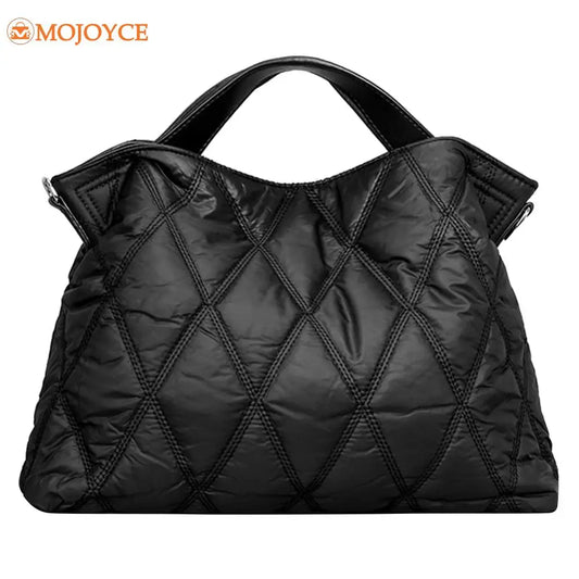 Nylon Cotton-Padded Fashion Large Commuting Bag Rhombic Lattice Top-handle Bag - Style Savvy Collections