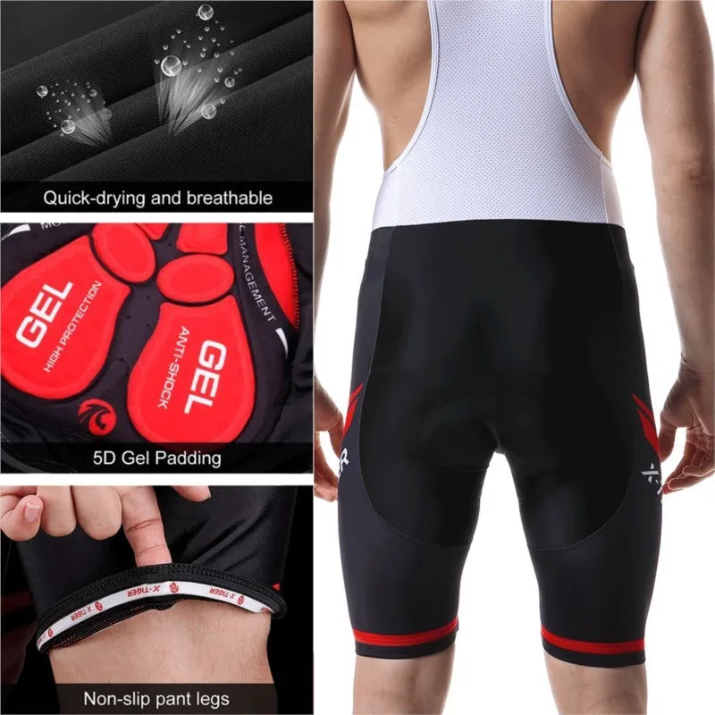 X-Tiger Cycling Bib Shorts Shockproof MTB Bicycle Shorts With 5D Gel Padded Ropa Ciclismo Tights For Man and Women Road Bike Shorts