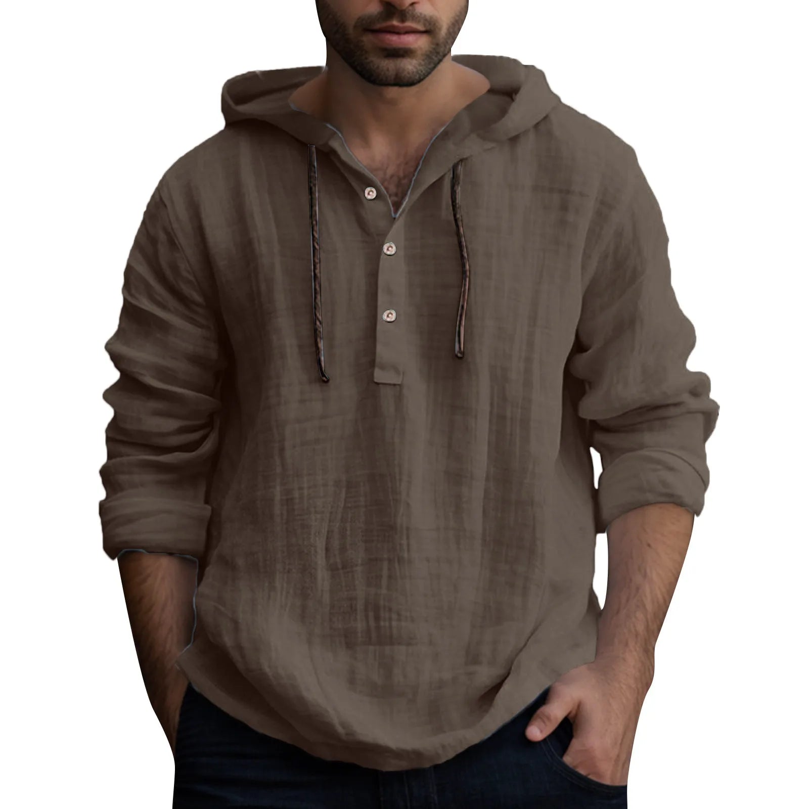 Men's Long Sleeve  Button Hooded Shirt - Style Savvy Collections