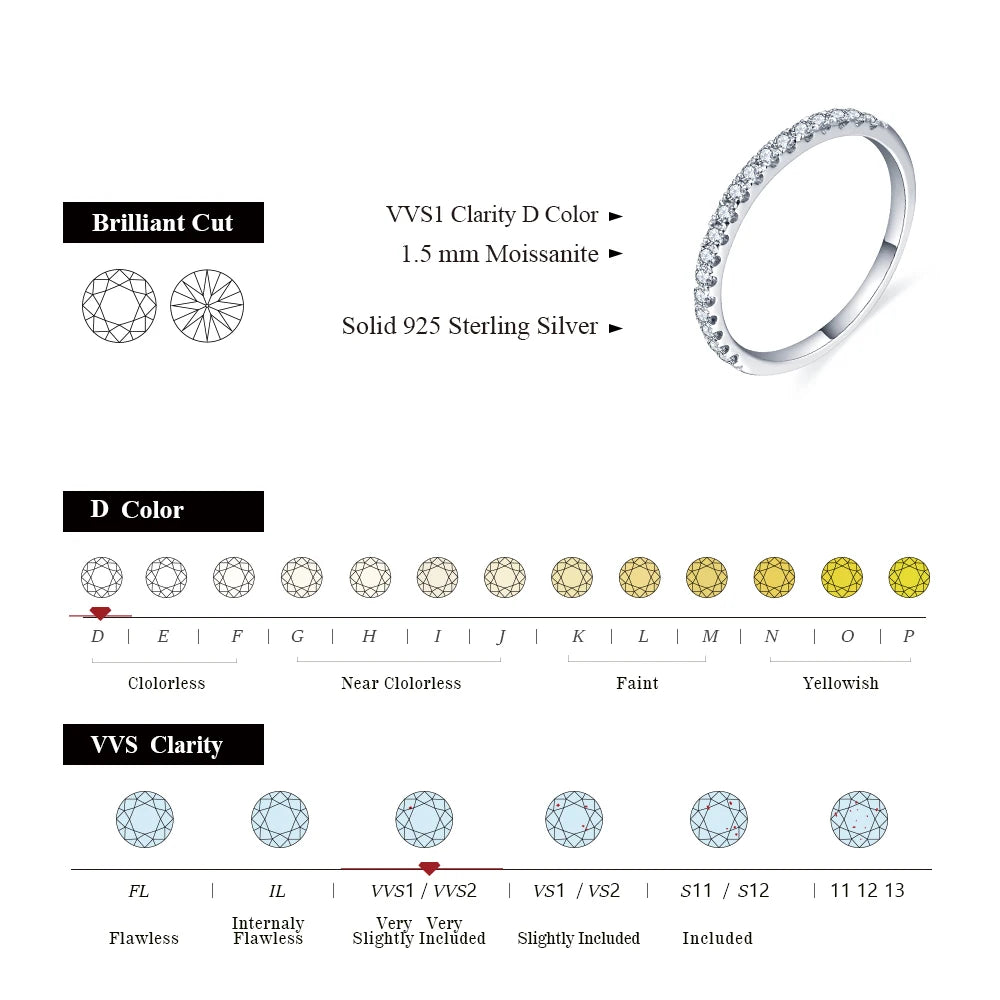 ATTAGEMS Classic White Gold Plated Round Excellent Cut Moissanite Ring - Style Savvy Collections