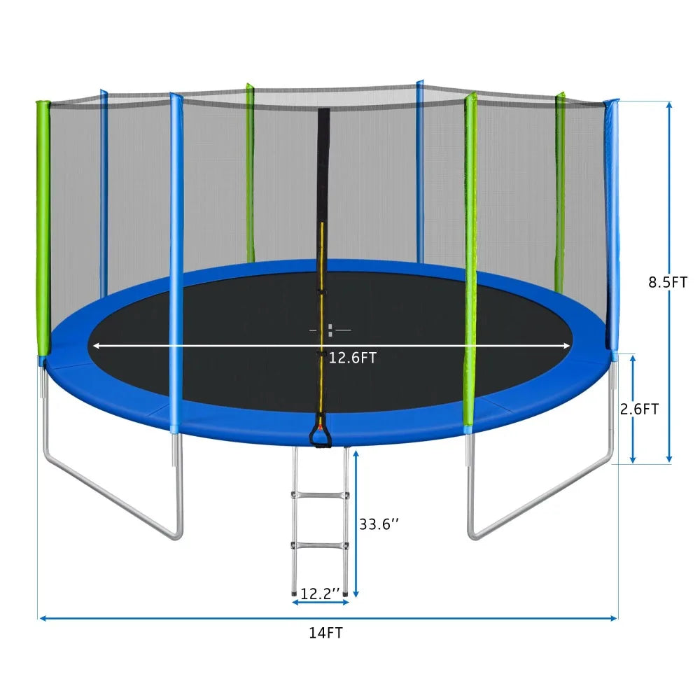 EUROCO 1000LBS 12FT Trampoline for Adults and Kids,Trampoline with Enclosure, with Ladder - Style Savvy Collections