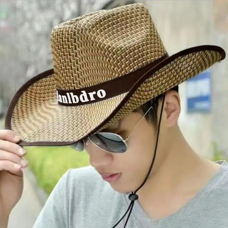 Wide Brim Straw Hat Cowboy Sun Straw UV Protection - Style Savvy Collections