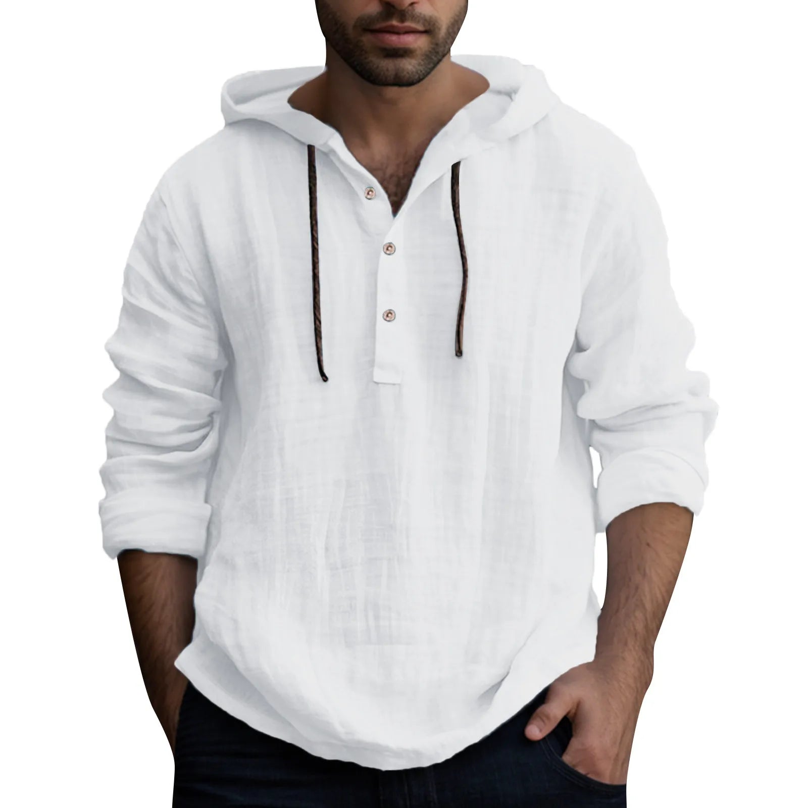 Men's Long Sleeve  Button Hooded Shirt - Style Savvy Collections