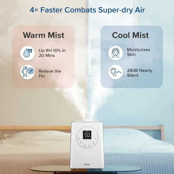 LEVOIT LV600S Smart Warm and Cool Mist Humidifiers for Home Bedroom Large Room, (6L) 753ft² Coverage, Quickly & Evenly Humidify - Style Savvy Collections