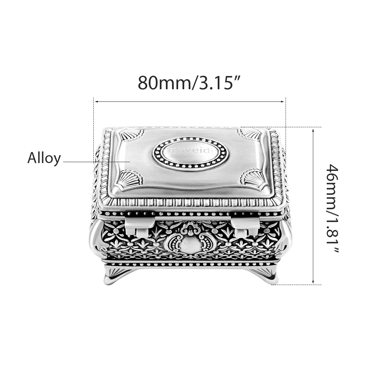 Rectangle & Heart Shaped Alloy Jewelry Storage Gift Box for Rings, Necklaces or Earrings