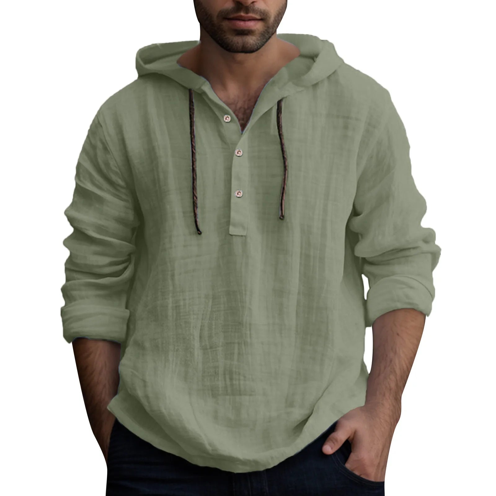 Men's Long Sleeve  Button Hooded Shirt - Style Savvy Collections